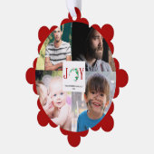 ジョイクリスマス4フォトコラージファミリー写真 オーナメントカード (左)