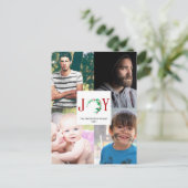 ジョイクリスマス4フォトコラージファミリー写真 ポストカード (スタンド正面)