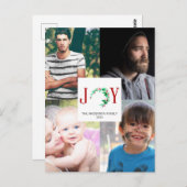 ジョイクリスマス4フォトコラージファミリー写真 ポストカード (正面/裏面)