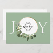 ジョイグリーンホワイト金ゴールドモダンリースカスタムロゴ シーズンカード (正面/裏面)