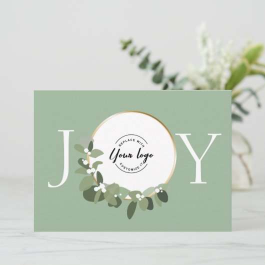 ジョイグリーンホワイト金ゴールドモダンリースカスタムロゴ シーズンカード (スタンド正面)