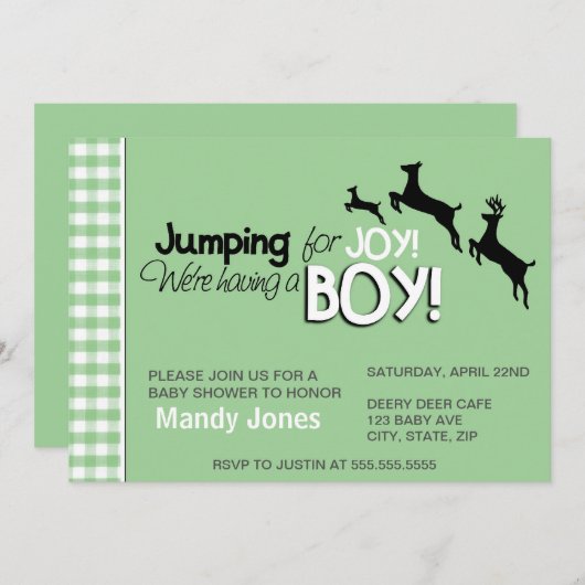 ジョイグリーンボーイベビーシャワー招待状 招待状 (正面/裏面)