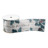 ジョイシェルクリスマスブルーホワイトホリービーチコテージ サテンリボン (リール)