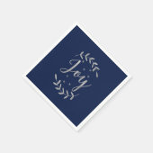 ジョイシルバーブルーボタニカルリーフホリモダンデイ スタンダードカクテルナプキン (角)