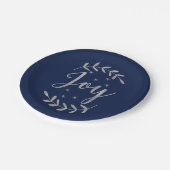 ジョイシルバーブルーボタニカルリーフホリモダンデイ ペーパープレート (アングル)