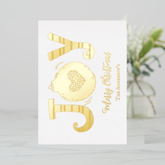 ジョイシルバー金ゴールドバラゴールドフォイルクリスマスカード 箔シーズンカード (立ち正面)