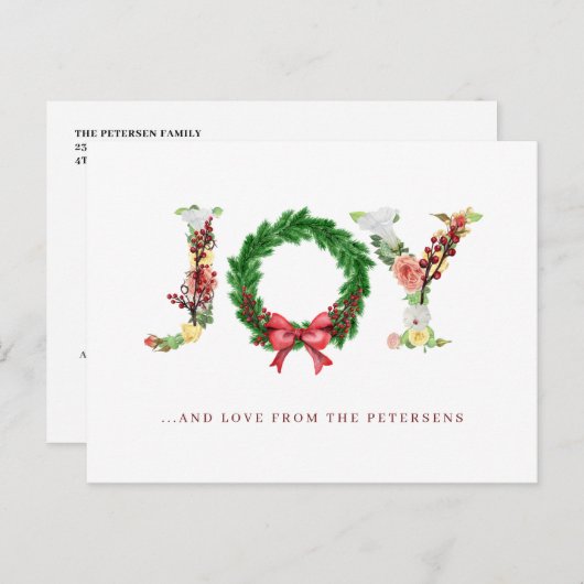 ジョイシンプルクリスマスリースタイポグラフィ シーズンポストカード (正面/裏面)