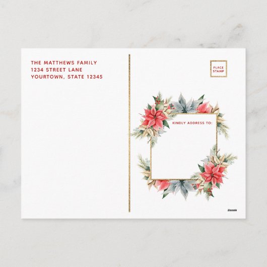 ジョイシンプルズファームハウスポインセチアリースと写真 シーズンポストカード (裏面)