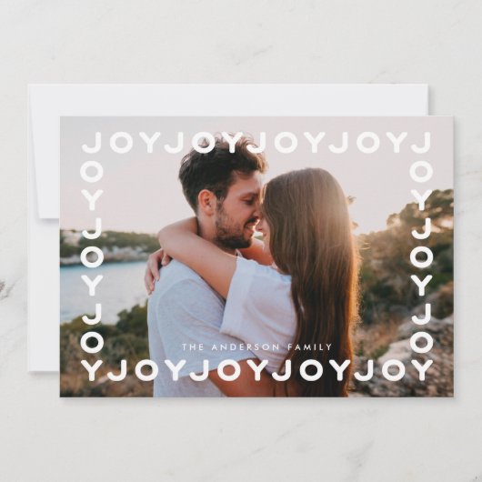ジョイジョイジョイジョイフレームホリデークリスマスフォトカード シーズンカード (正面)