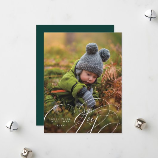 ジョイスクリプトハッピーオーバーレイフルフォトホリデーカード シーズンカード (正面/裏面インサイチュ)