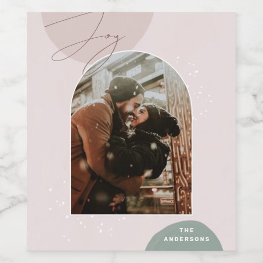 ジョイスクリプトホリデイ | 家族モダンのクリスマス写真 ワインラベル (シングルラベル)