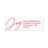 ジョイスクリプトレッドクリスマスホリデー差出人住所ラ ラベル (正面)