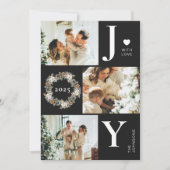ジョイスタイリッシュトモダンコラージュ | ブラッククリスマス シーズンカード (正面)