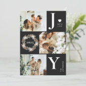 ジョイスタイリッシュトモダンコラージュ | ブラッククリスマス シーズンカード (スタンド正面)