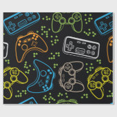 ジョイスティックとシームレスな明るいパターン。ゲームcoo ラッピングペーパー (フラット)