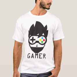 ジョイスティックの目が可愛いゲーマー顔のグラフィックTシャツ Tシャツ