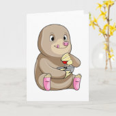 ジョイスティックを使用したゲーマーとしてのモグラ カード (黄色い花)