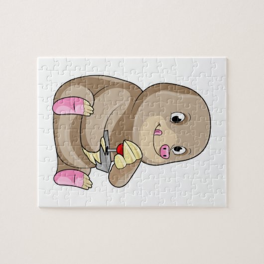 ジョイスティックを使用したゲーマーとしてのモグラ ジグソーパズル (横)