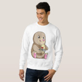 ジョイスティックを使用したゲーマーとしてのモグラ スウェットシャツ (正面フル)