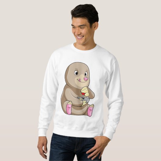 ジョイスティックを使用したゲーマーとしてのモグラ スウェットシャツ (正面フル)