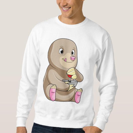 ジョイスティックを使用したゲーマーとしてのモグラ スウェットシャツ (正面)