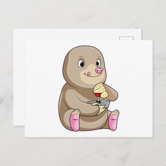 ジョイスティックを使用したゲーマーとしてのモグラ ポストカード (正面/裏面)