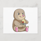 ジョイスティックを使用したゲーマーとしてのモグラ ポストカード (正面)