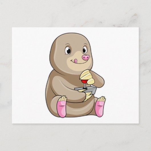 ジョイスティックを持つゲーマーとしてのモグラ ポストカード (正面)