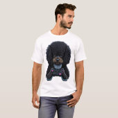 ジョイスティックを持つプードルゲーマー Tシャツ (正面フル)