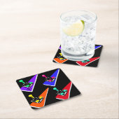 ジョイスティックレトロカラフルヴィンテージ90sグラフィック スクエアペーパーコースター (インサイチュ)