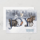 ジョイスノーウッドウッドウッドランドアニマルズホリデー ポストカード (正面/裏面)