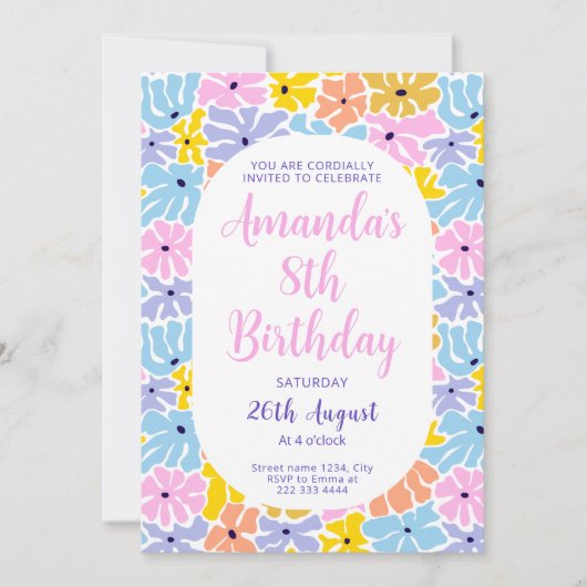 ジョイスフラワーフェスタ誕生日 招待状 (正面)