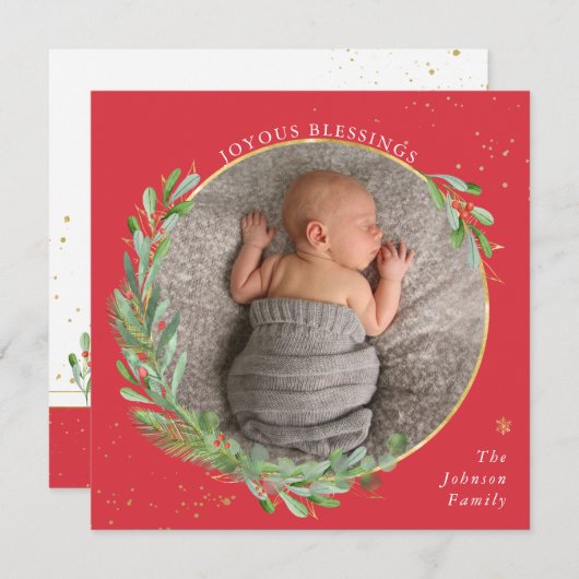 ジョイス恵みウォーターカラーホリデーリース シーズンカード (正面/裏面)