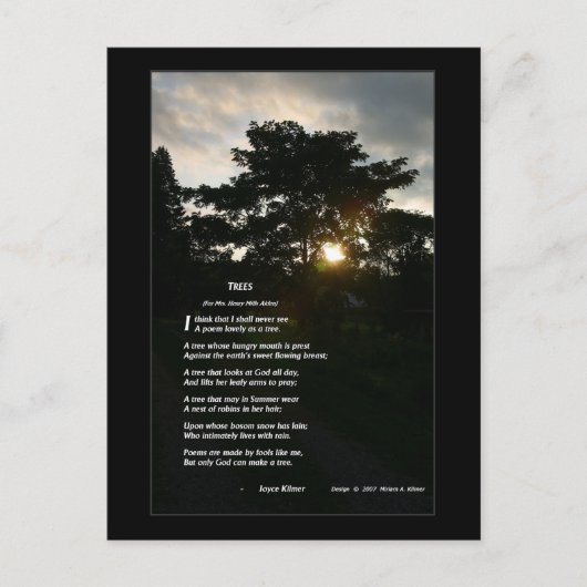 ジョイス・キルマー「木図解入りの、写真付きの」孫娘 ポストカード (正面)