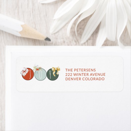 ジョイタイポグラフィカラフルクリスマス差出人住所 ラベル (インサイチュ)