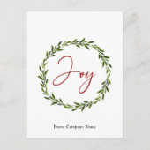 ジョイタイポグラフィスクリプトリース企業のクリスマス シーズンポストカード (正面)