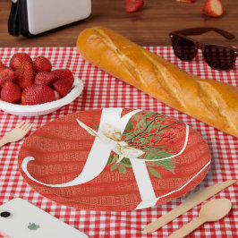 ジョイタイポグラフィ引用文レッド&グリーンクリスマス ペーパープレート