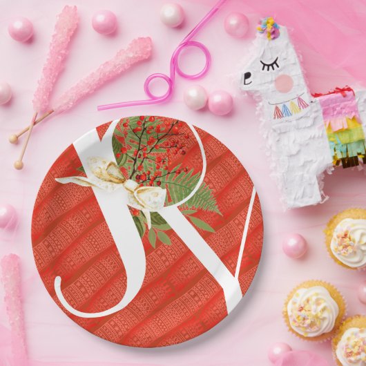 ジョイタイポグラフィ引用文レッド&グリーンクリスマス ペーパープレート (パーティー)