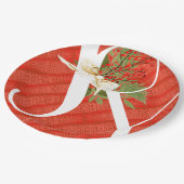 ジョイタイポグラフィ引用文レッド&グリーンクリスマス ペーパープレート (アングル)