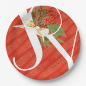 ジョイタイポグラフィ引用文レッド&グリーンクリスマス ペーパープレート (正面)