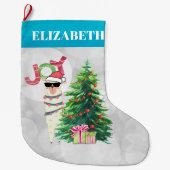ジョイタイポグラフィ 木の後ろのクリスマス・ラマ ラージクリスマスストッキング (正面)