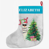 ジョイタイポグラフィ 木の後ろのクリスマス・ラマ ラージクリスマスストッキング (裏面)