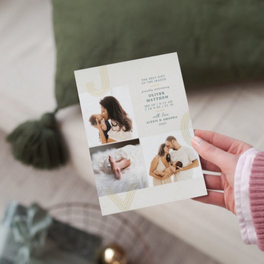 ジョイティール（緑がかった色）誕生発表ゴールドフォイルホリデイ 箔シーズンカード