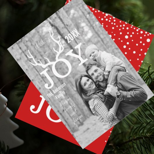 ジョイディアー〔雄ジカの〕枝角ホリデークリスマス任意のカラーバック シーズンカード