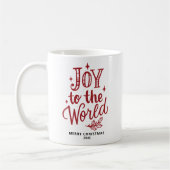 ジョイトゥザワールドのクリスマスレタリング 赤 コーヒーマグカップ (左)