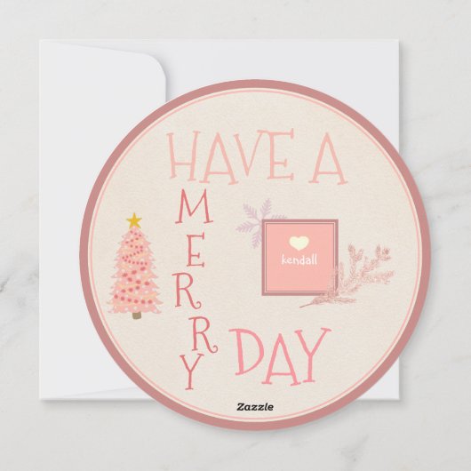 ジョイトゥザワールドバラ金ゴールドグリッターピンクフォイルクリスマス シーズンカード (裏面)