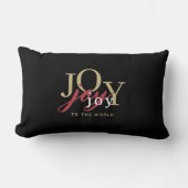 ジョイトゥザワールドフェスティバルタイポグラフィブラック ランバークッション (正面)