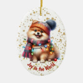 ジョイトゥザワールドポメラニア犬子犬 セラミックオーナメント (正面)