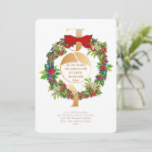 ジョイトゥザワールド引用文エレガントクリスマスリース シーズンカード (スタンド正面)