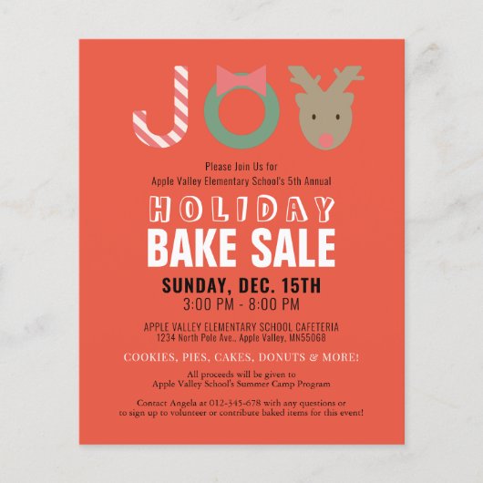 ジョイトナディアホリデーベイクセールレッドフライヤー チラシ (正面)